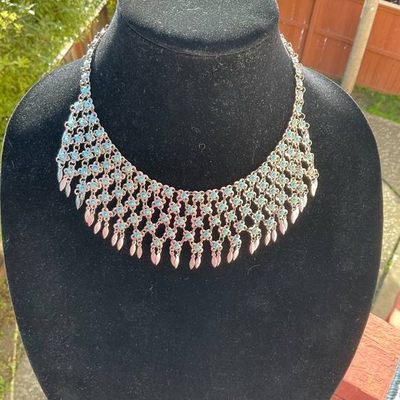 Navajo Turquoise and COIN silver antique necklace - Picture 3 of 17